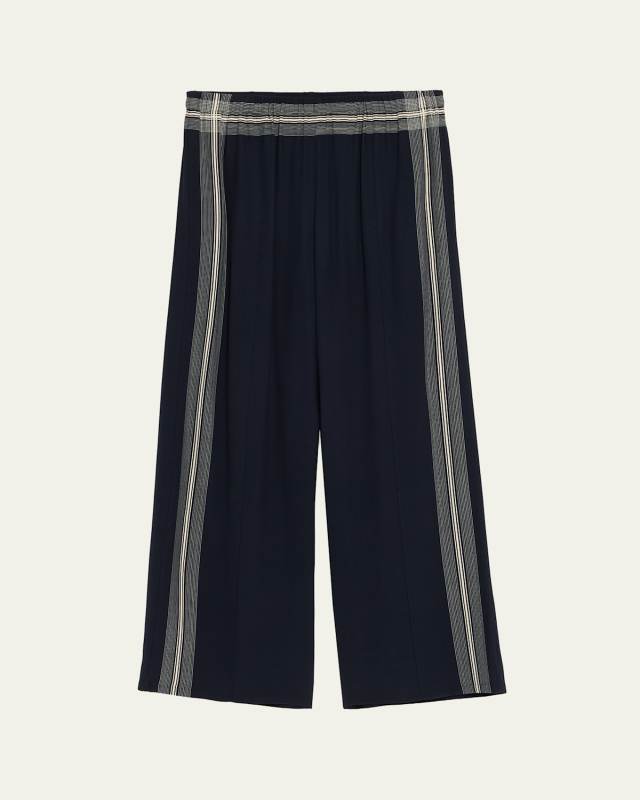 Mid-Rise Stripe Pull-On Pants
